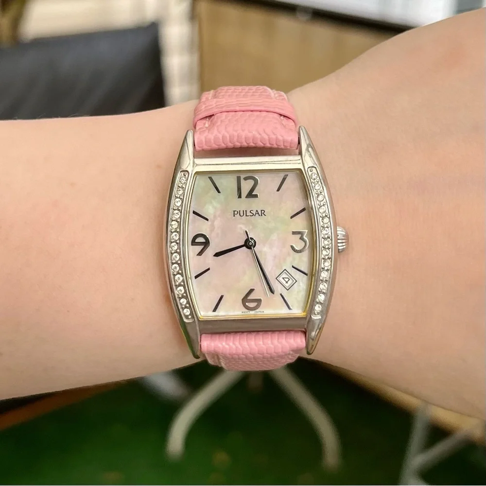 Vintage Swarovski Pulsar Mother of Pearl Watch VX32-X310